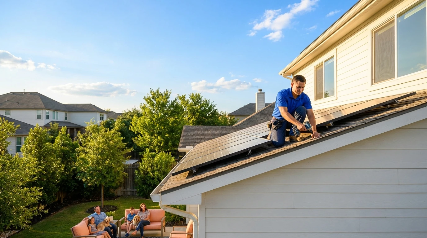 Technician at sunrise