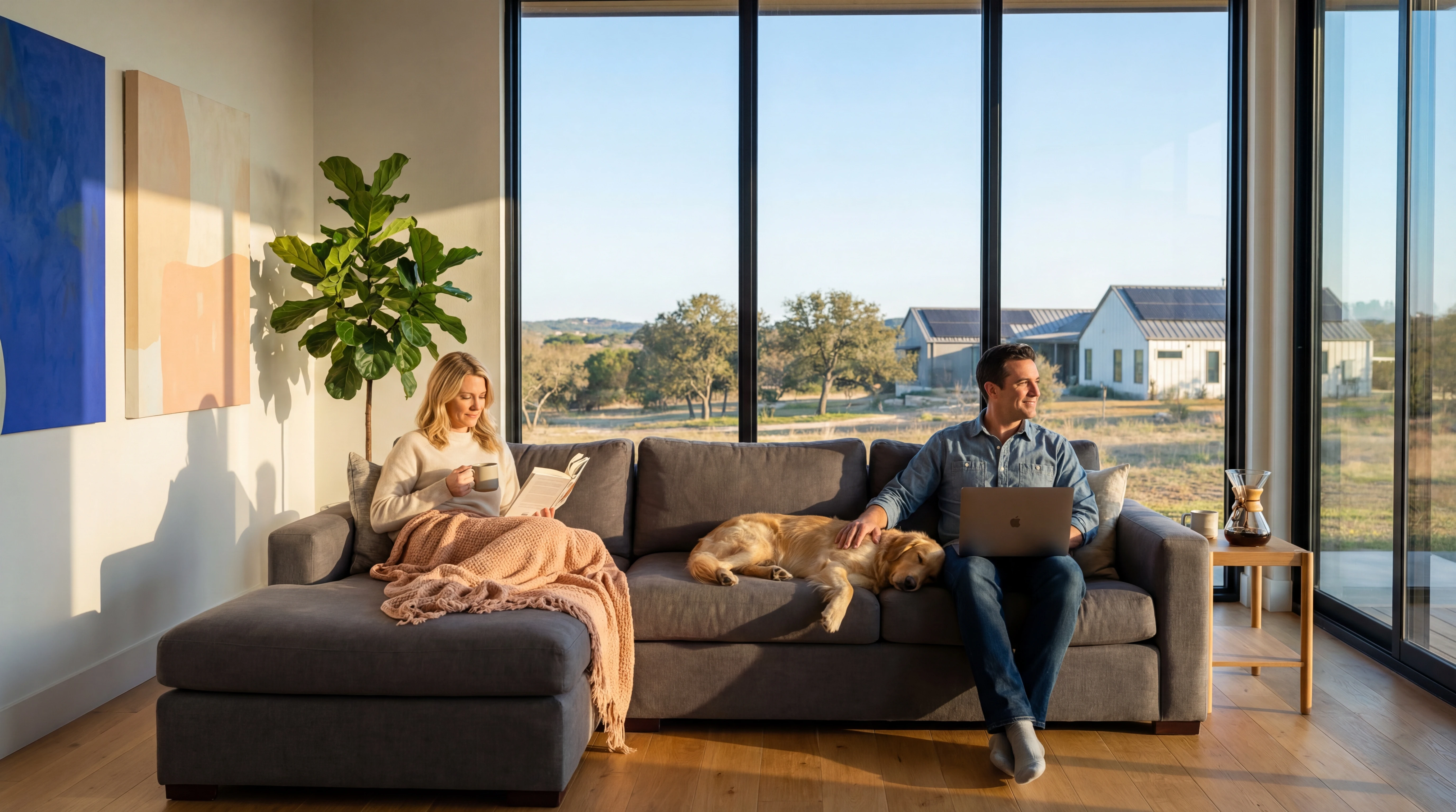 Peaceful morning in a solar-powered home